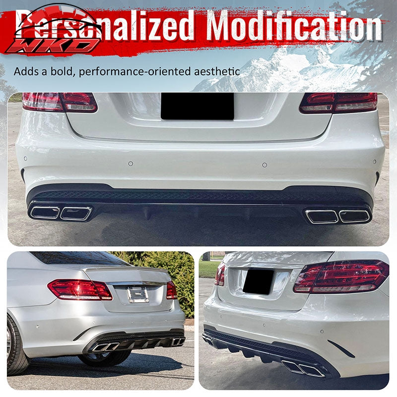 For 14-16 Benz E-Class E250 E350 E400 E63 Style Rear Diffuser Silver Exhaust Tip