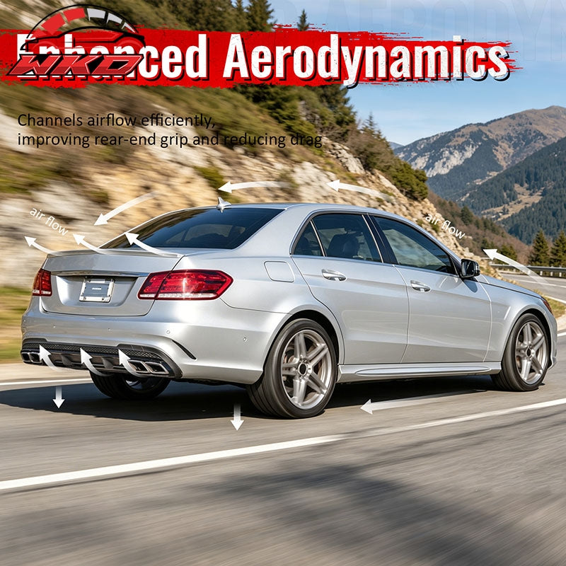 For 14-16 Benz E-Class E250 E350 E400 E63 Style Rear Diffuser Silver Exhaust Tip