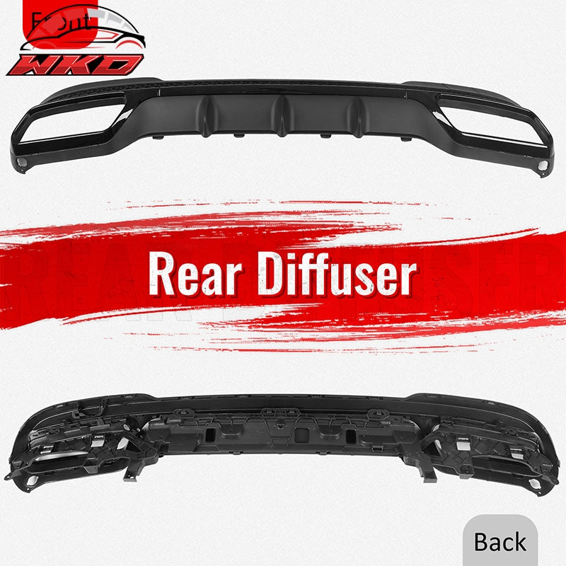 For 14-16 Benz E-Class E250 E350 E400 E63 Style Rear Diffuser Black Exhaust Tips