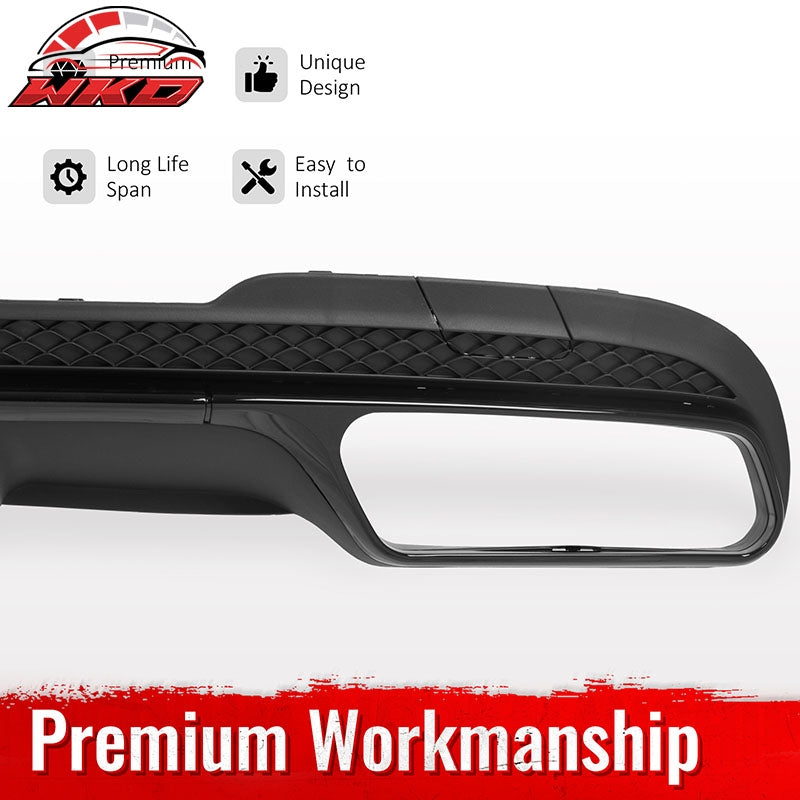 For 14-16 Benz E-Class E250 E350 E400 E63 Style Rear Diffuser Black Exhaust Tips