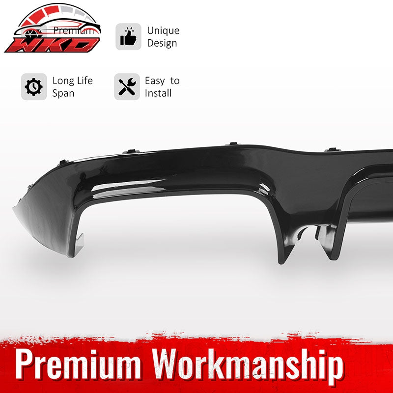 Fits 17-23 Benz E-Class E300 E400 Brabus Gloss Black Rear Diffuser Exhaust Tip