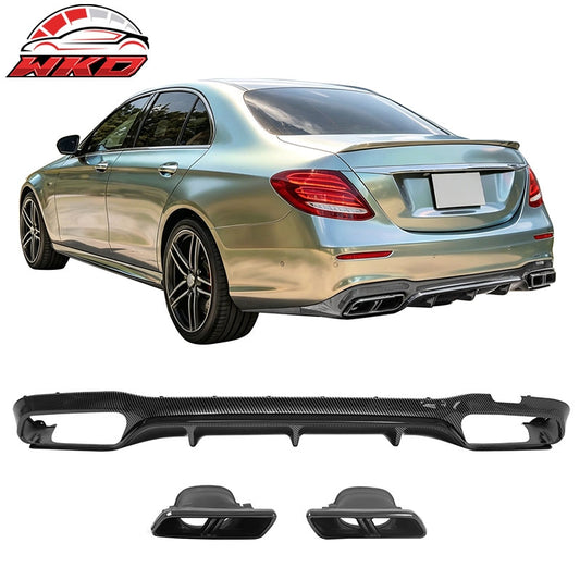 Wholesale For 17-23 Benz E-Class E300 E400 E63 Carbon Fiber Print Rear Diffuser W/ Exhaust - Wikond Auto
