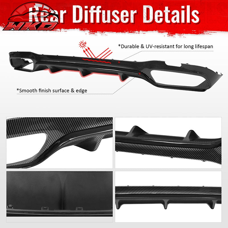 For 17-23 Benz E-Class E300 E400 E63 Carbon Fiber Print Rear Diffuser W/ Exhaust