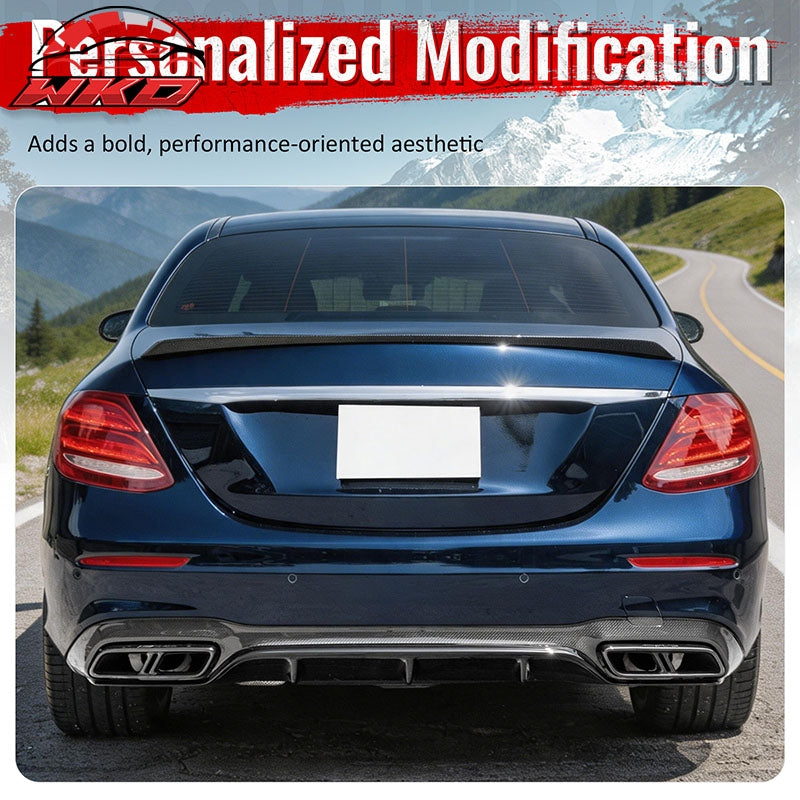 For 17-23 Benz E-Class E300 E400 E63 Carbon Fiber Print Rear Diffuser W/ Exhaust
