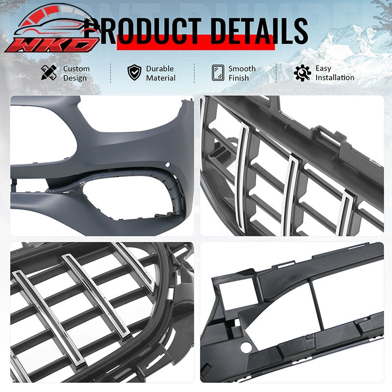 For 2021¨C2023 Benz E-Class W213 E63 Front Bumper Cover Kit W/ Chrome Trim Grille