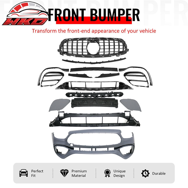 For 2021¨C2023 Benz E-Class W213 E63 Front Bumper Cover Kit W/ Gloss Black Grille