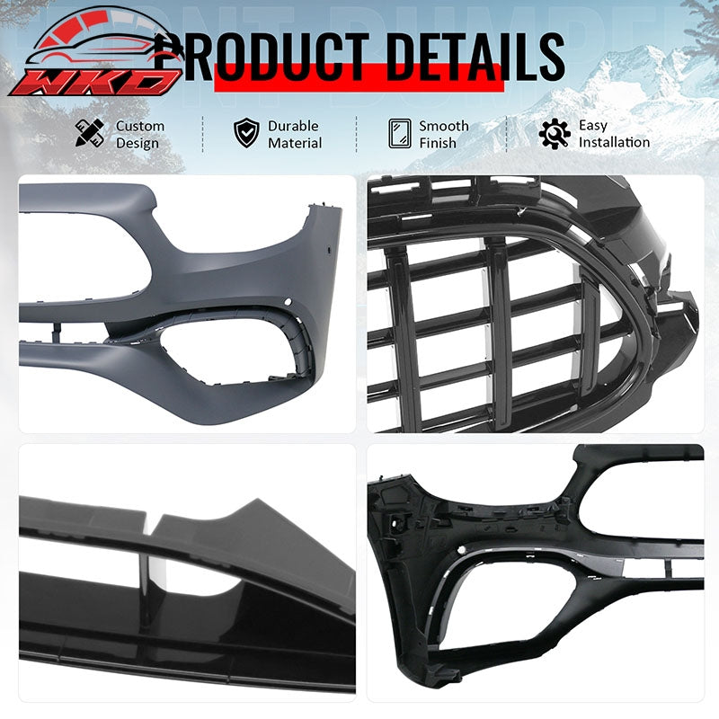 For 2021¨C2023 Benz E-Class W213 E63 Front Bumper Cover Kit W/ Gloss Black Grille