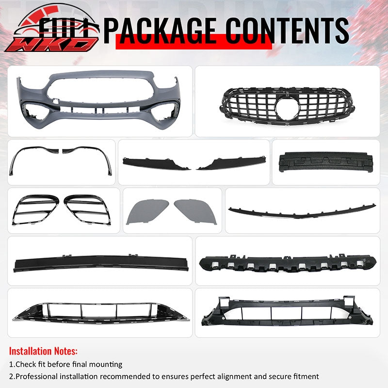 For 2021¨C2023 Benz E-Class W213 E63 Front Bumper Cover Kit W/ Gloss Black Grille