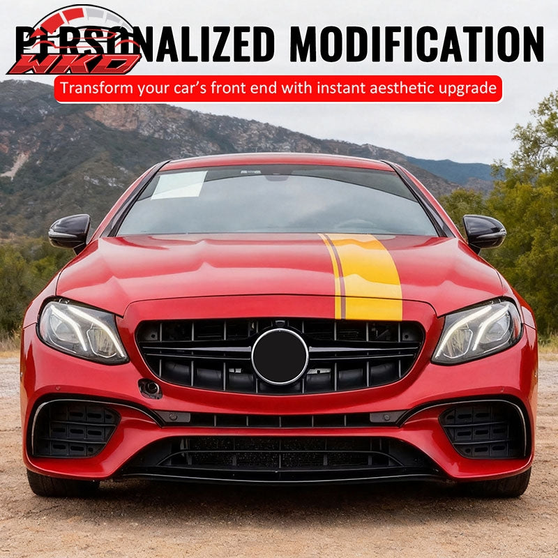 Fits 17-20 Benz E350 E450 E43 W213 E63 Style Front Grille Gloss Black Trim PP