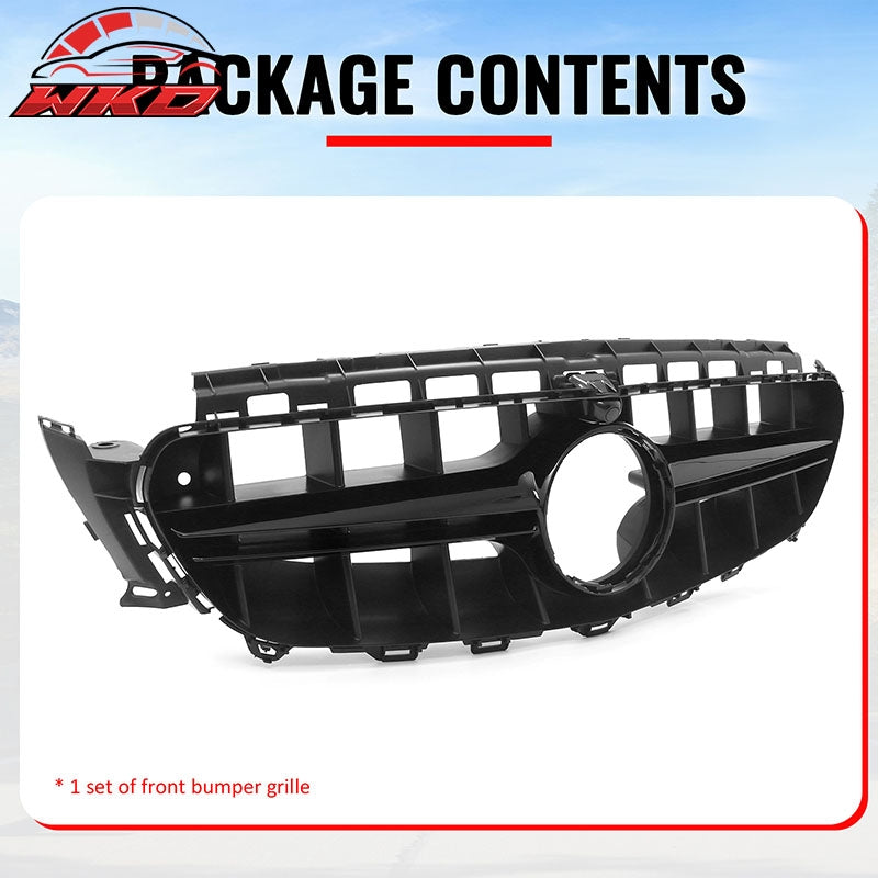 Fits 17-20 Benz E350 E450 E43 W213 E63 Style Front Grille Gloss Black Trim PP