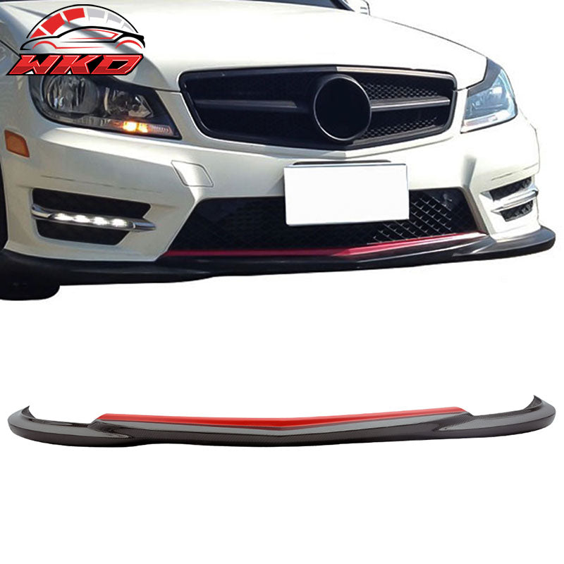 Fits 12-14 W204 Sedan Godhand Style Front Bumper Lip Spoiler Matte Carbon Fiber