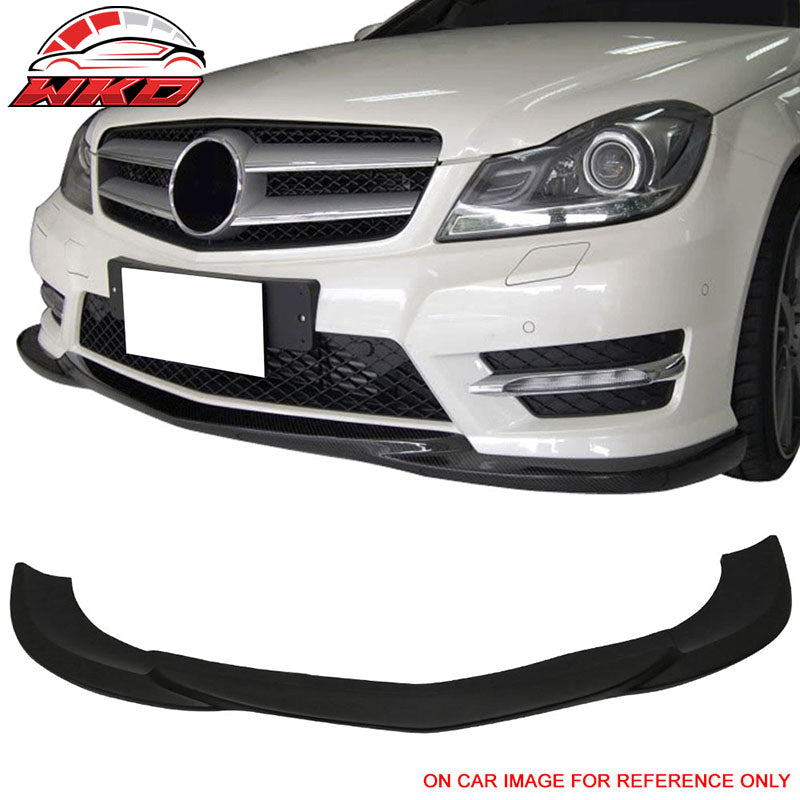 Fits 12-14 W204 4Dr Sedan Godhand Style Front Bumper Lip Spoiler Matte Black FRP