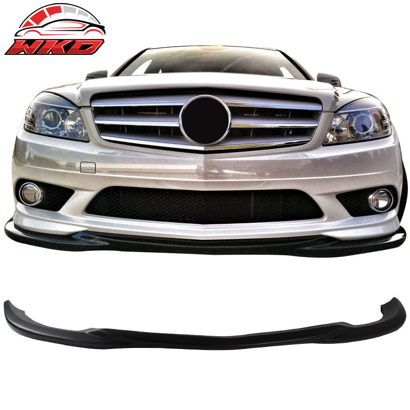 Fits 08-11 Mercedes Benz C Class W204 Sedan AMG Front Bumper Lip Matte Black FRP