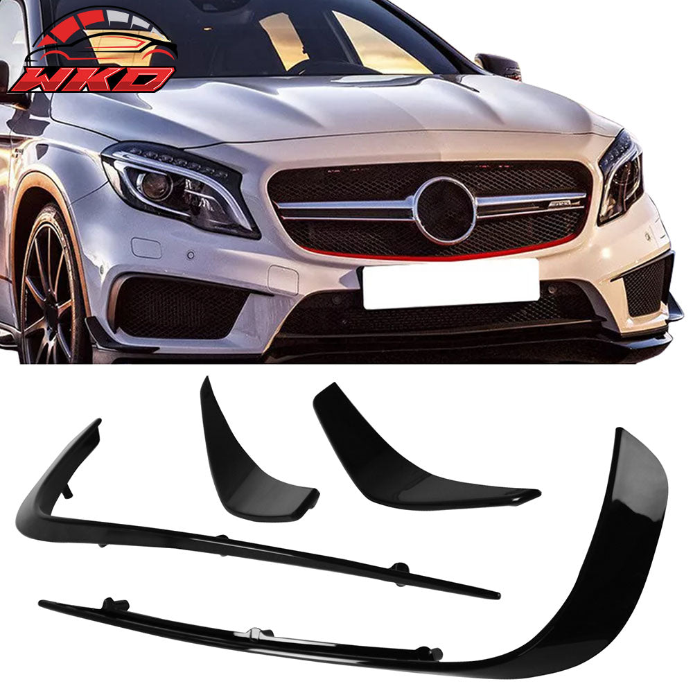 Fits 14-16 Benz W156 GLA-Class Front Bumper Canard Flaps Painted #040 Black 4PCS