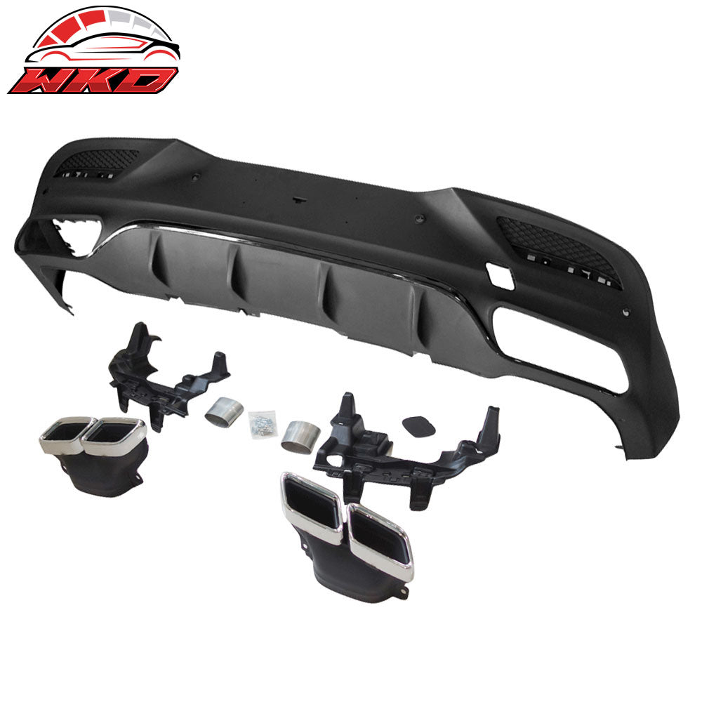 Fits 16-19 Benz GLE43 GLE63 AMG Rear Bumper Lip Spoiler Unpainted Black PP