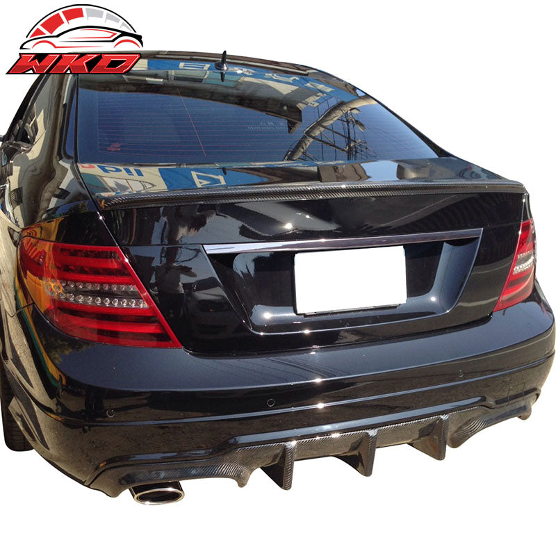 Fits 12-14 C Class W204 LCI Sport Rear Bumper Diffuser Lip -Carbon Fiber CF