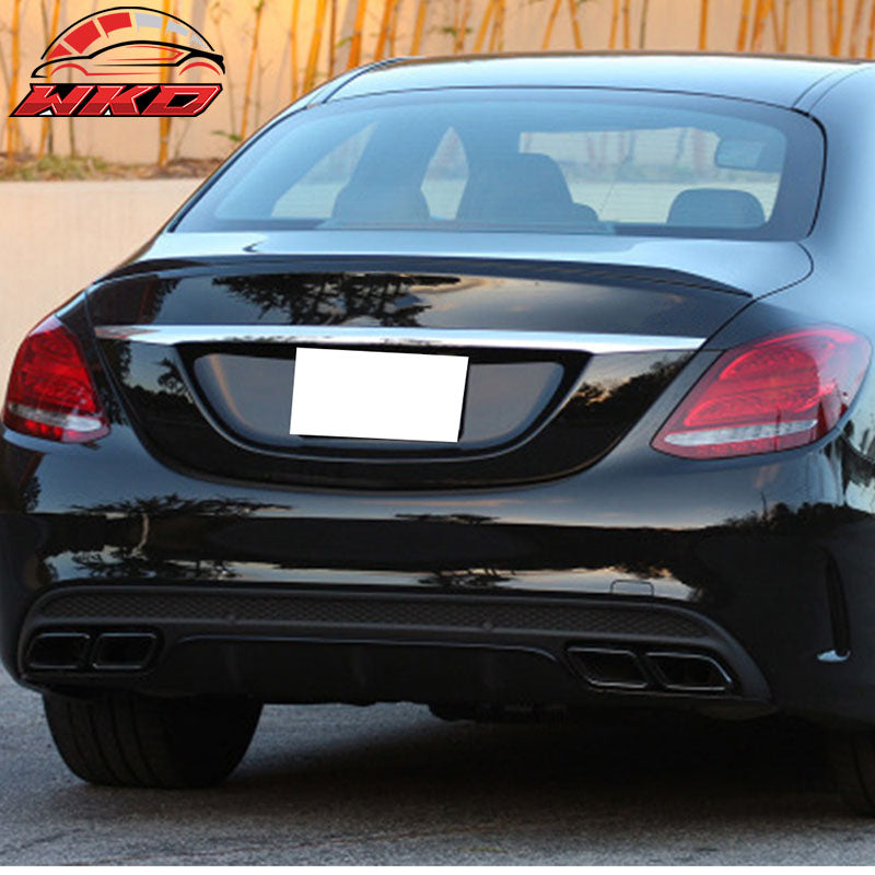 Fits 15-21 Benz W205 C Class Sedan OE Style Rear Trunk Spoiler Lip ABS Unpainted