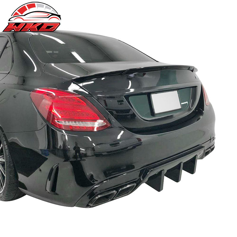 Fits 15-21 Benz W205 C Class Sedan B Style Rear Trunk Spoiler Wing ABS Unpainted