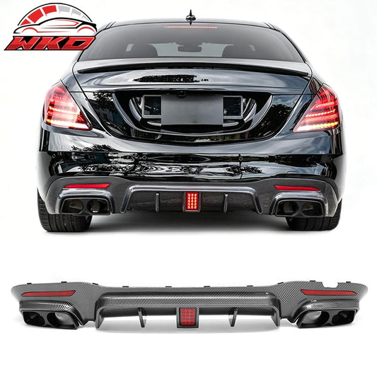 Wholesale 18-20 Benz S-Class W222 Carbon Fiber Print BS Style Rear Diffuser & Exhaust - Wikond Auto
