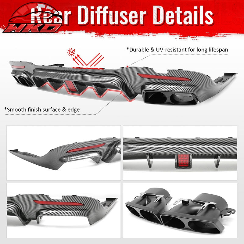 Wholesale 18-20 Benz S-Class W222 Carbon Fiber Print BS Style Rear Diffuser & Exhaust - Wikond Auto