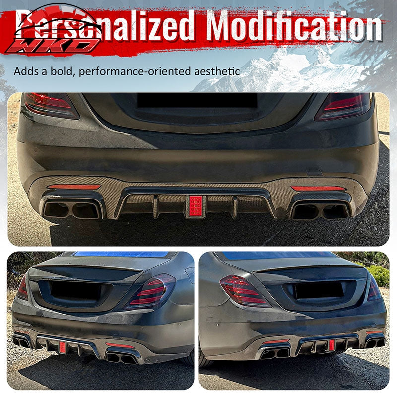 Wholesale 18-20 Benz S-Class W222 Carbon Fiber Print BS Style Rear Diffuser & Exhaust - Wikond Auto