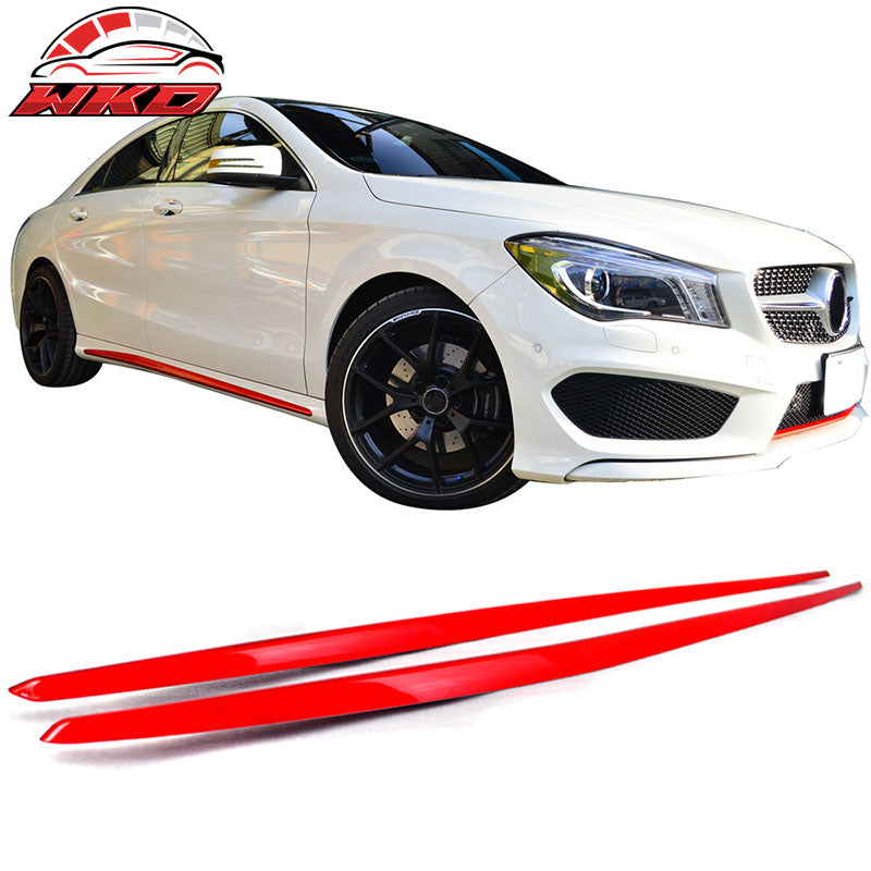 Fits 14-18 Benz CLA-Class C117 Painted Red Side Skirts Cover Extension - PP