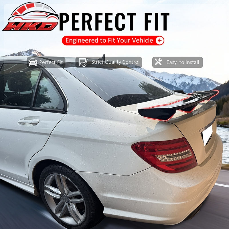 Fits 08-14 Benz W204 C-Class 54" PRO Style Rear Trunk Spoiler Gloss Black ABS