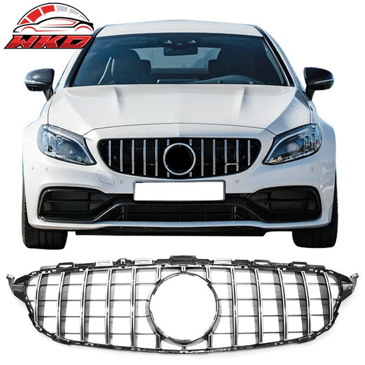 Wholesale 15-18 Benz W205 C-Class C63 AMG Grille GTR Style Bumper Upper Grill Silver - Wikond Auto