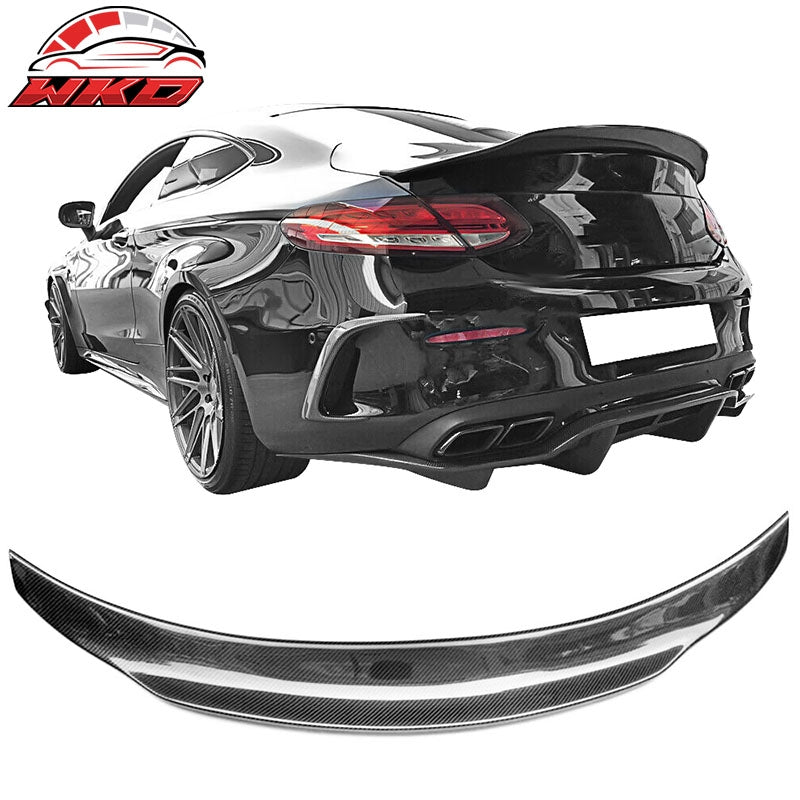 Fit 17-22 Benz W205 C Class Coupe 2-Door PSM Style Trunk Spoiler Carbon Fiber CF