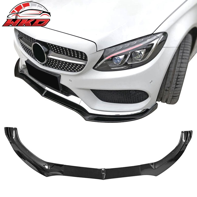 Wholesale 15-18 Benz W205 C-Class DP Style Front Bumper Lip Spoiler PP - Gloss Black