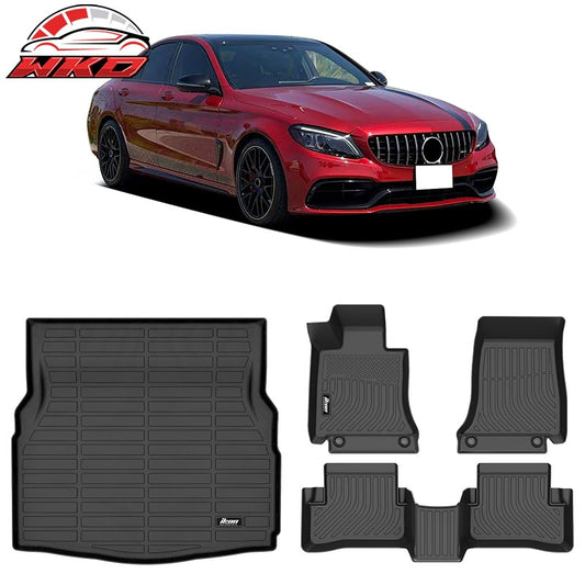 Wholesale 15-21 Benz W205 C-Class Sedan TPE All Weather 3D Floor Carpets + Trunk Mats - Wikond Auto