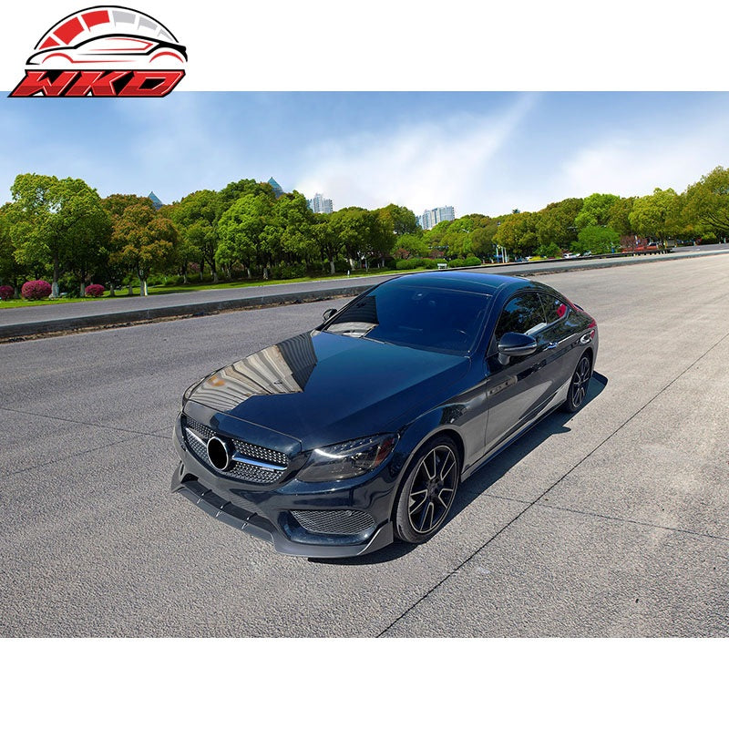 Fits 15-18 Benz W205 C-Class Sport B Style Front Bumper Lip Spoiler Unpainted PP