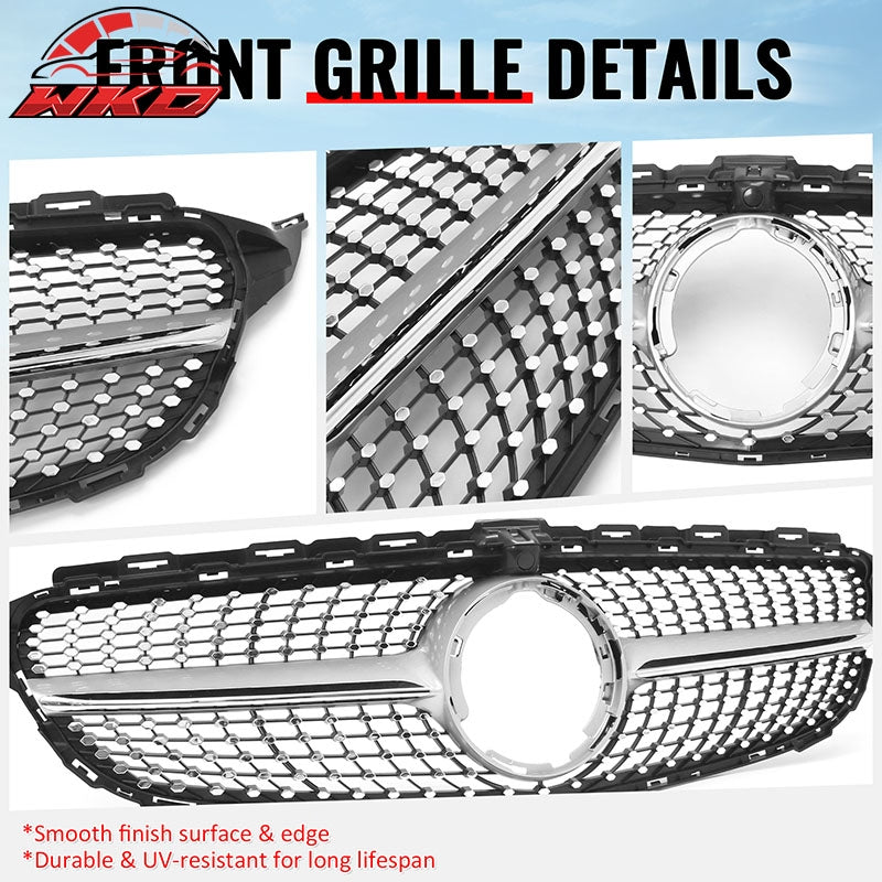 Wholesale 19-21 Benz W205 C300 C43 AMG Diamond Front Upper Grille Unpainted & Chrome - Wikond Auto