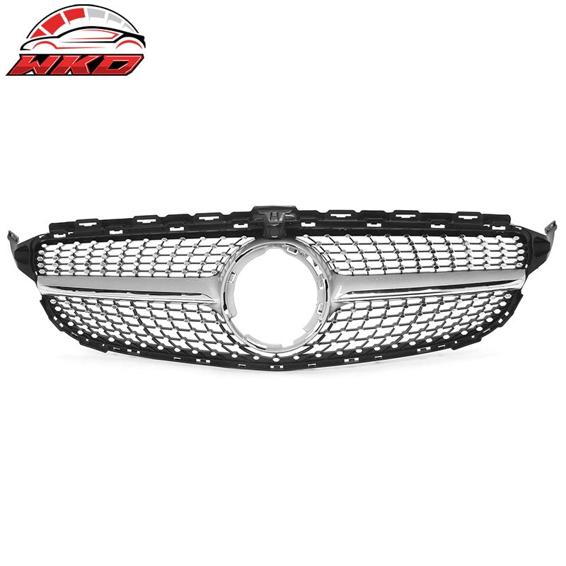 Wholesale 19-21 Benz W205 C300 C43 AMG Diamond Front Upper Grille Unpainted & Chrome - Wikond Auto