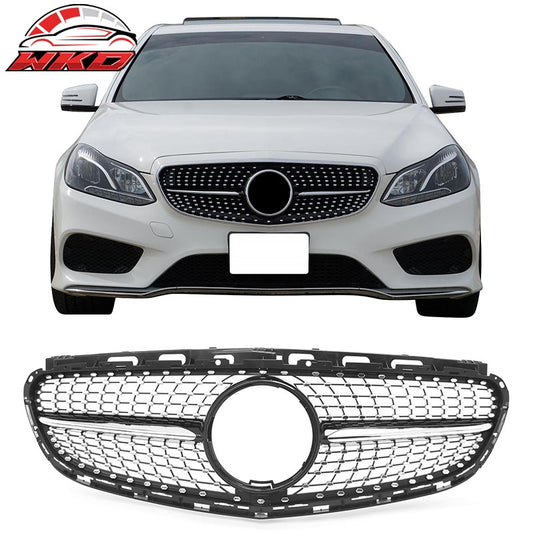 Wholesale 14-16 Benz W212 E350 E400 E550 Diamond Upper Grille Gloss Black Chrome ABS - Wikond Auto