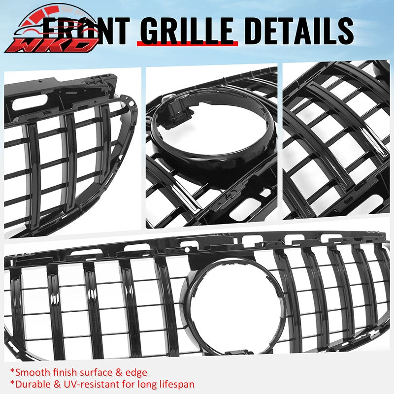 Fits 14-16 Benz W212 E350 E400 E550 GT Style Front Upper Grille Gloss Black ABS