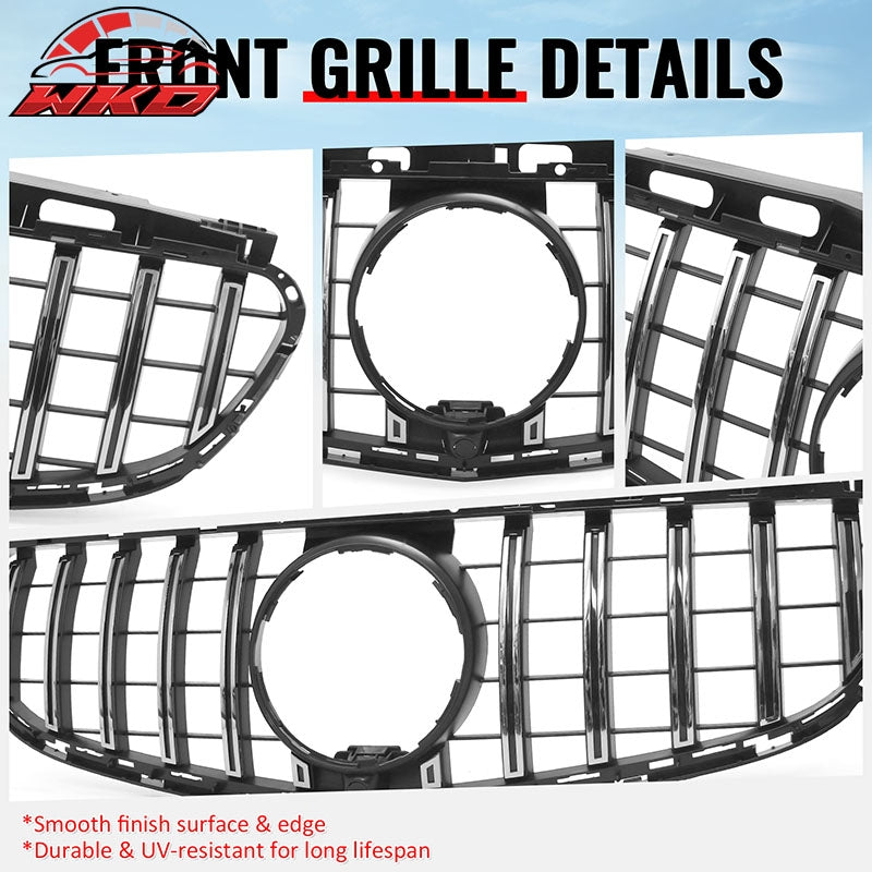 Fits 14-16 Benz W212 E350 E400 E550 GT Style Upper Grille Unpainted & Chrome ABS