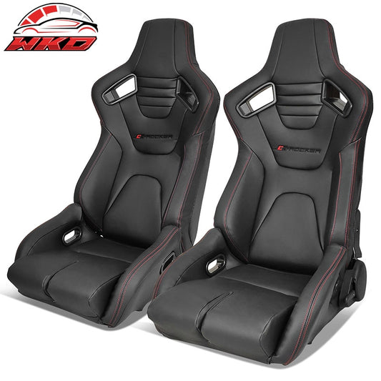 Wholesale Bucket Racing Seat Universal Pair Reclinable Dual Slider Black PU Carbon Leather