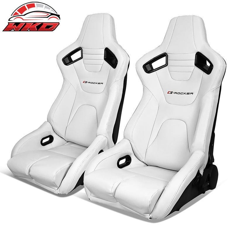 Wholesale Bucket Racing Seat Universal Pair Reclinable Dual Slider White PU Carbon Leather