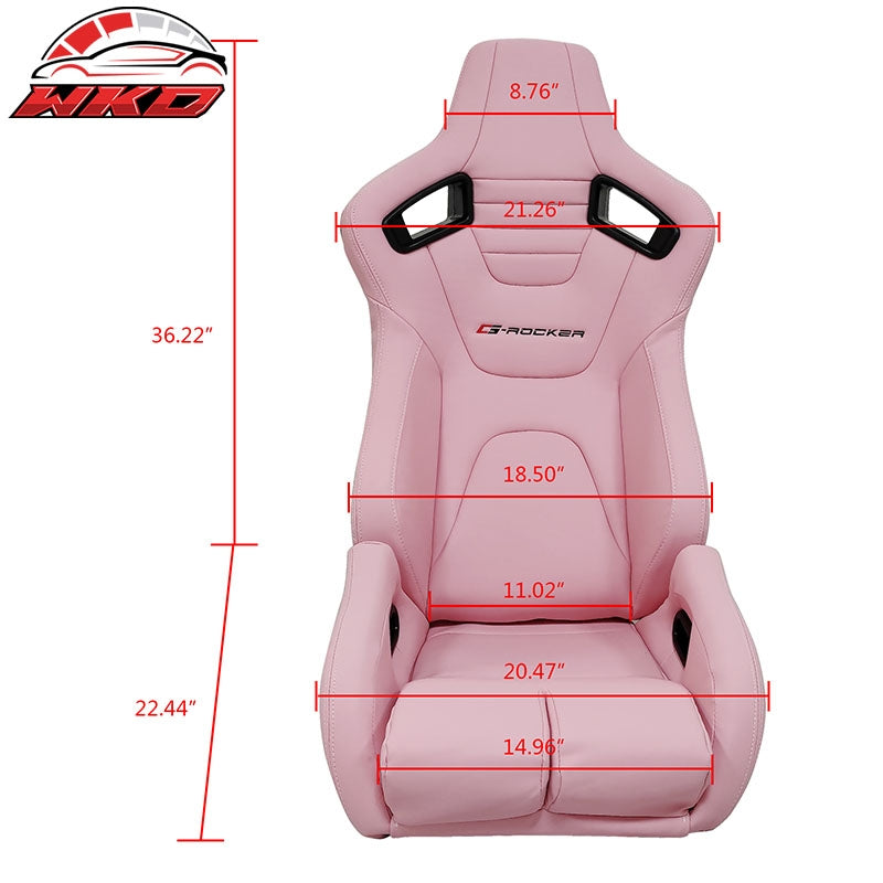 Bucket Racing Seats Universal Pair Reclinable Dual Slider Pink PU Carbon Leather