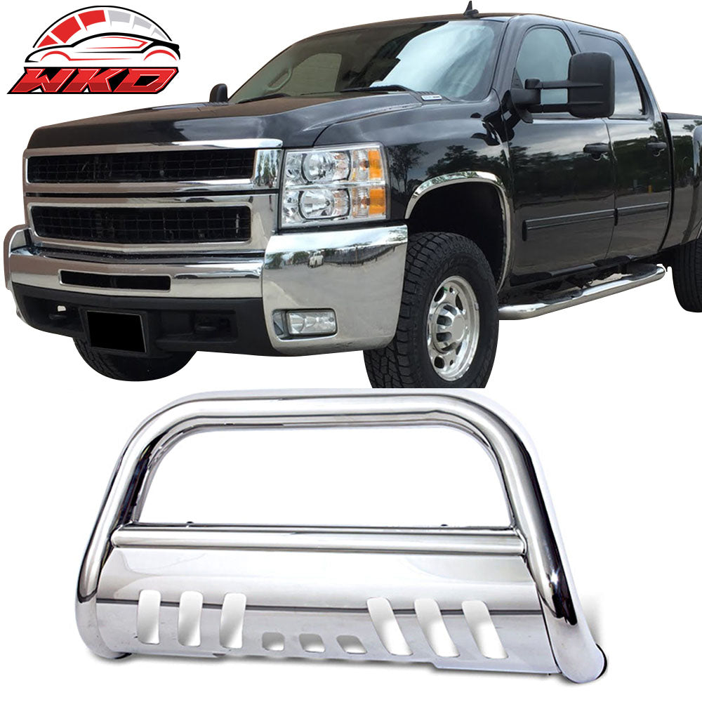Fits 07-10 Chevy Silverado 2500HD 3500HD 3" Bull Bar Front Bumper Push Grille