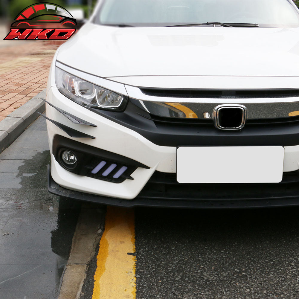 Universal Front Bumper Fin Canards Splitters B Style Carbon Fiber Print 36CM 2Pc