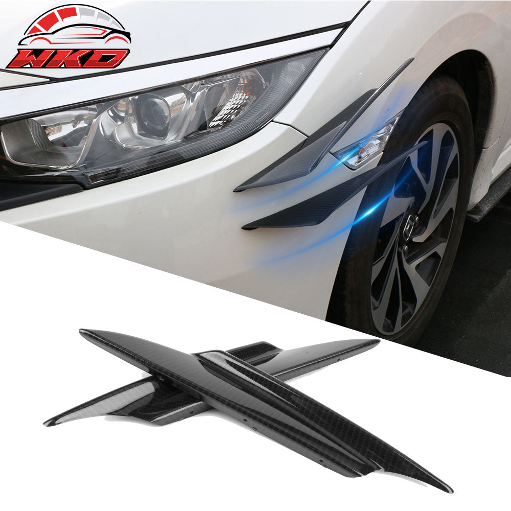 Universal Front Bumper Fin Canards Splitters B Style Carbon Fiber Print 36CM 2Pc
