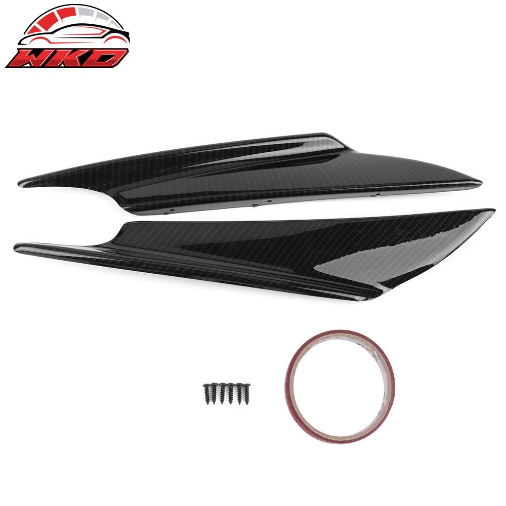 Universal Front Bumper Fin Canards Splitters B Style Carbon Fiber Print 36CM 2Pc