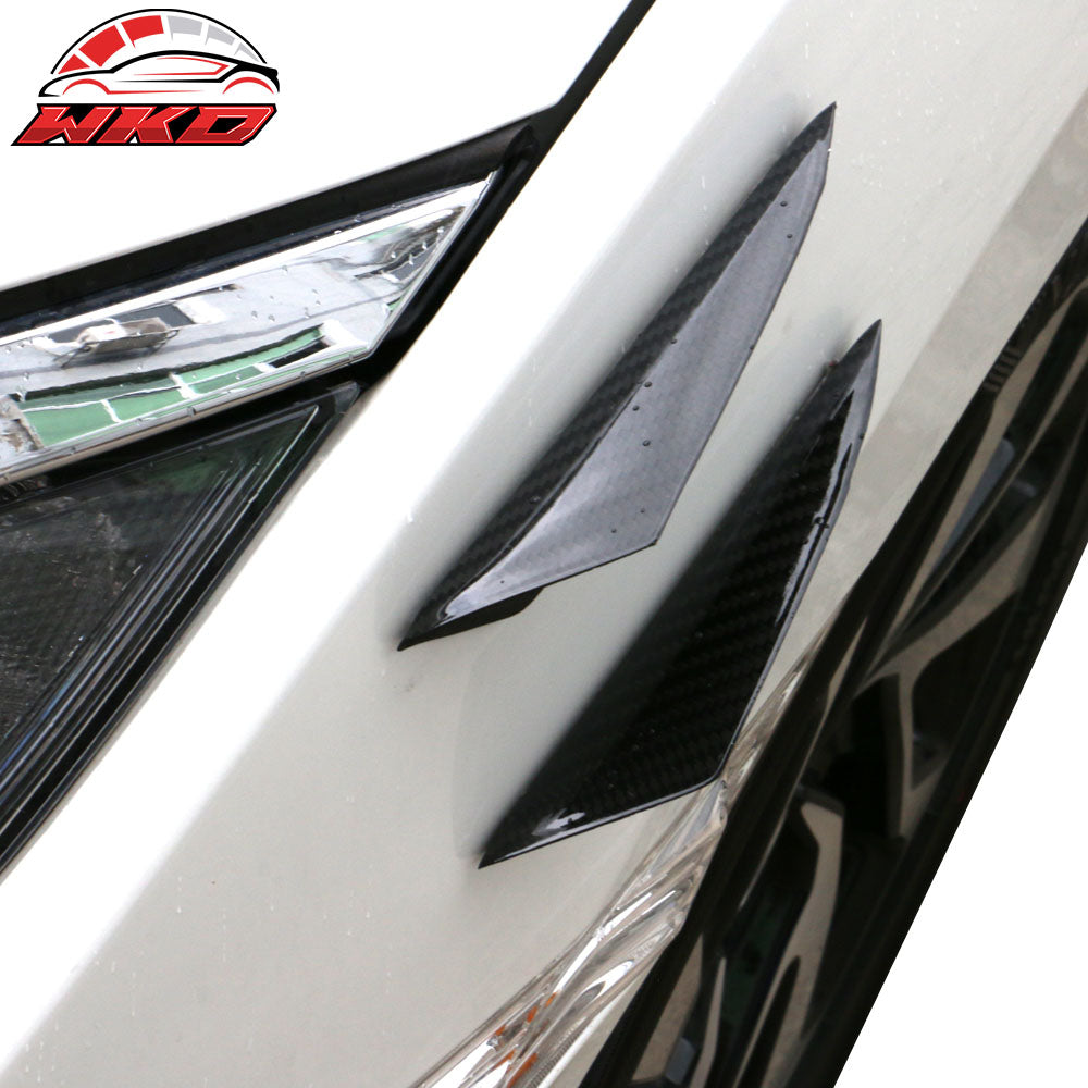 Universal Carbon Fiber Front Bumper Fin Canards Splitters V3 Style 4Pc Set