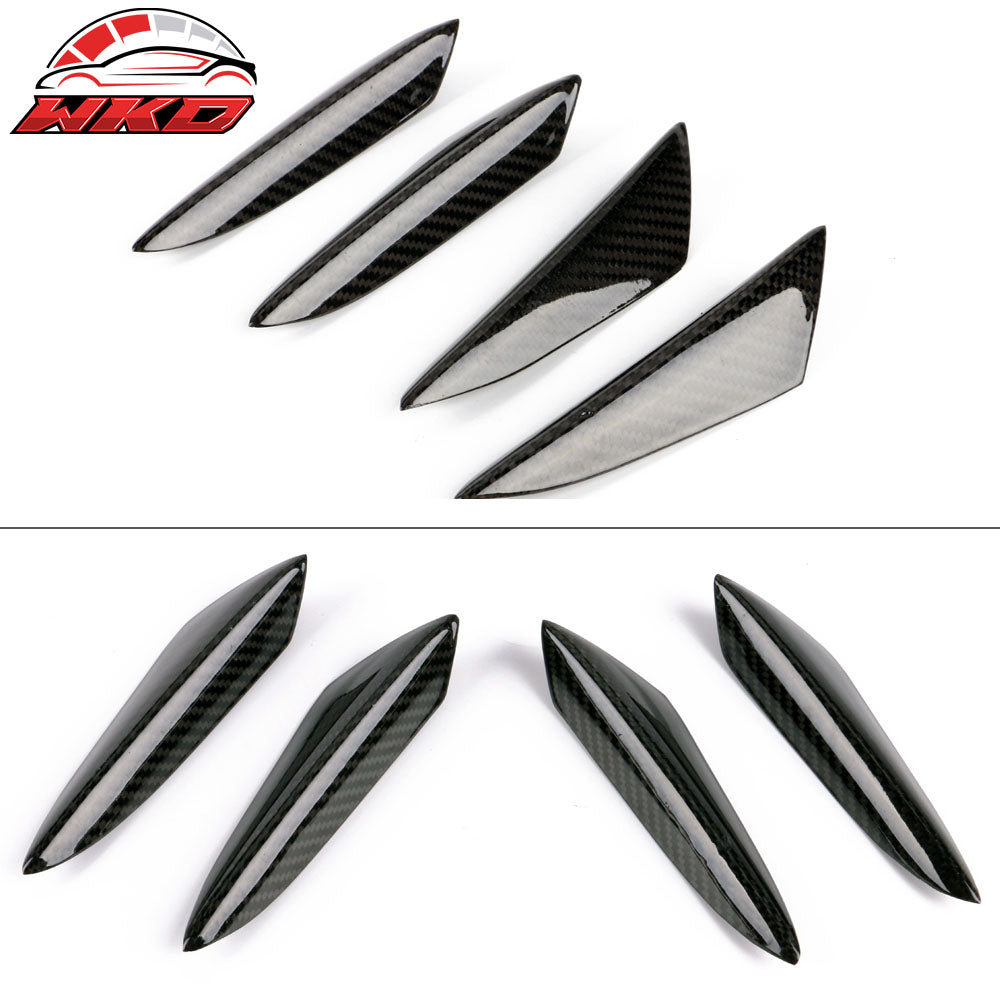 Universal Carbon Fiber Front Bumper Fin Canards Splitters V3 Style 4Pc Set