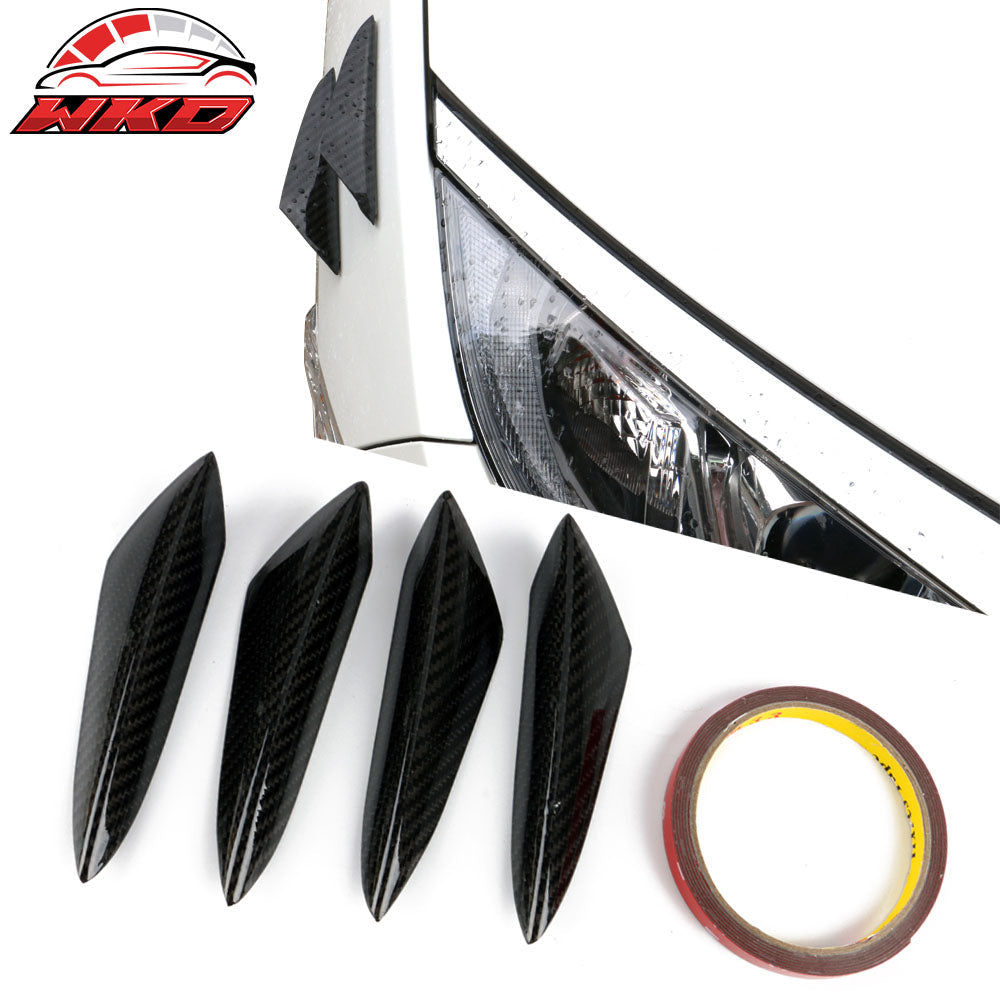 Universal Carbon Fiber Front Bumper Fin Canards Splitters V3 Style 4Pc Set
