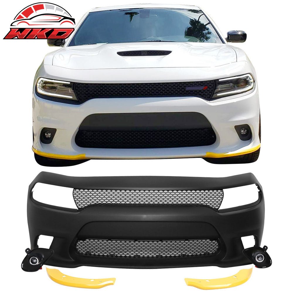 Fits 15-23 Charger Painted OE Color SRT8 PP Front Bumper + Fog Cover + Foglight