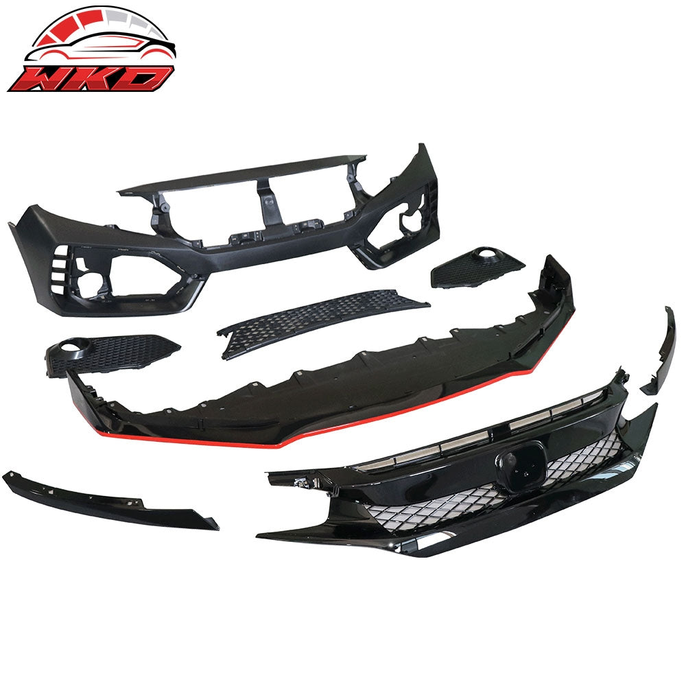 2016-21 Honda Civic TR Style Front Bumper Cover + Grille + Front Lip PP | Wholesale