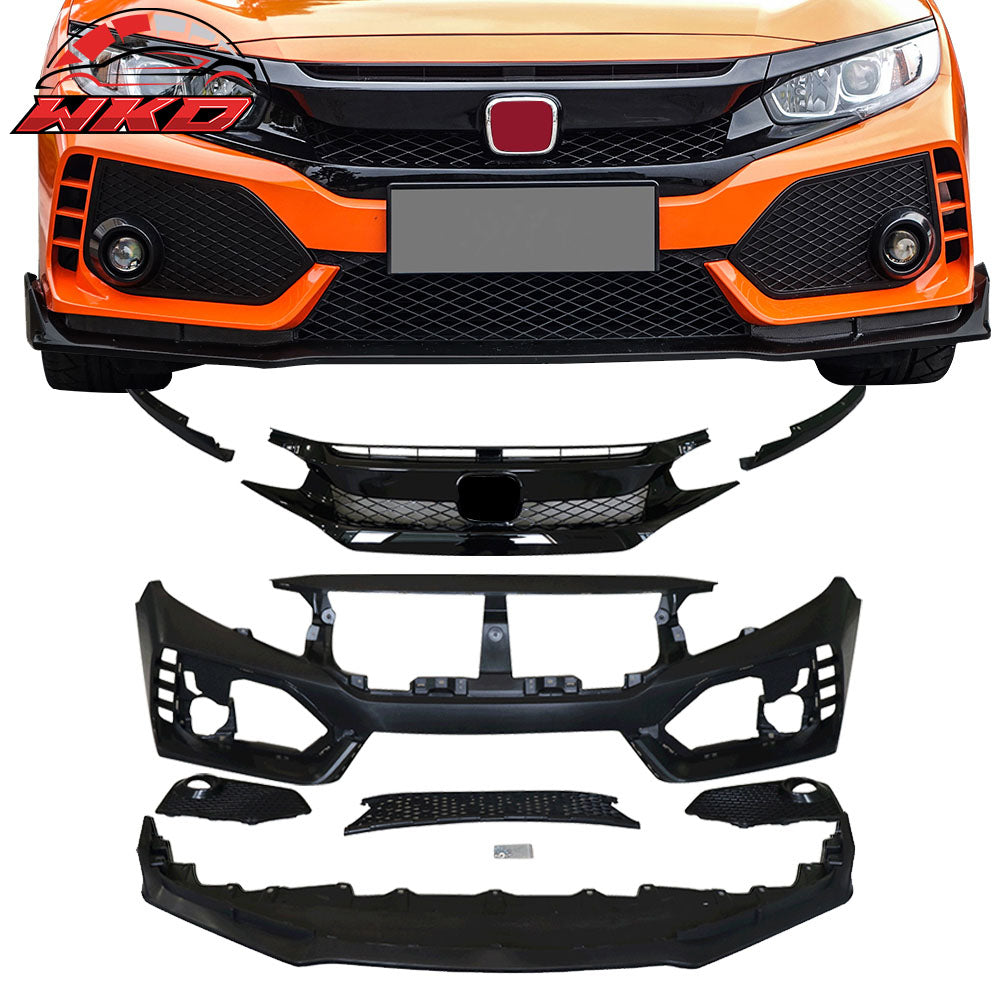 Fits 16-21 Honda Civic 10th-Gen Sedan Coupe Type-R Front Bumper Cover PP